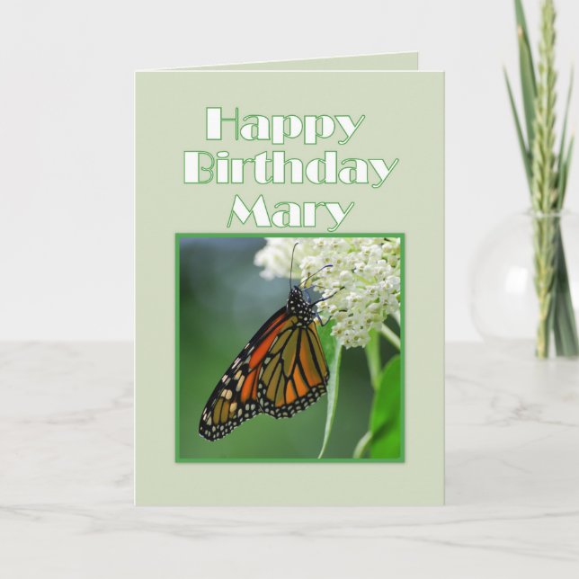 Carte Joyeux Anniversaire Mary Monarch Papillon (Devant)