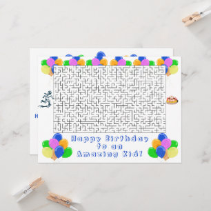 Carte Joyeux anniversaire Maze et ballons Extraordinaire