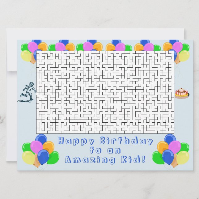 Carte Joyeux anniversaire Maze et ballons Extraordinaire (Devant)