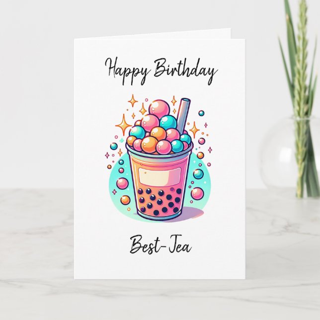 Carte Joyeux anniversaire Meilleur thé | Boba Pun (Devant)