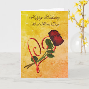 Carte Joyeux anniversaire Meilleure maman Rouge Roses Co