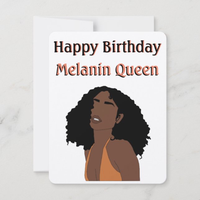 Carte "Joyeux Anniversaire Melanin Queen" (Devant)