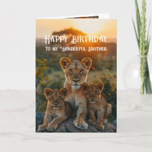 Carte Joyeux Anniversaire Merveilleux Frère Lion Animal 
