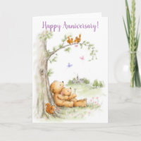 Joyeux anniversaire, mignon couple d'ours sous l'a
