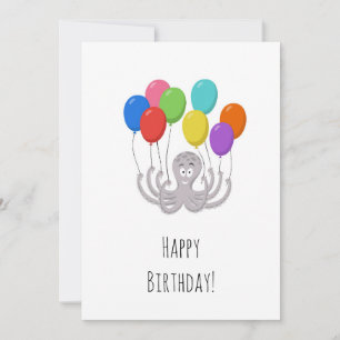 Carte Joyeux Anniversaire Mignonne Cartoon Octopus Ballo