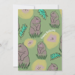 Carte Joyeux Anniversaire Mignonne Marmotte