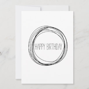 Carte Joyeux Anniversaire Minimaliste Noir et Blanc