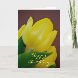Carte Joyeux Anniversaire Moderne Fleur de Tulipe Jaune