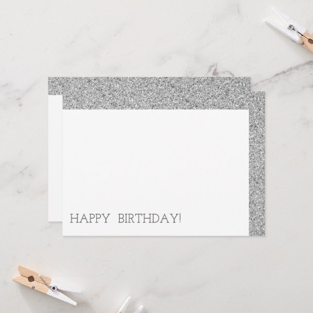 Carte Joyeux Anniversaire Moderne Luxe Personnalisé Part (Devant/Arrière en situation)