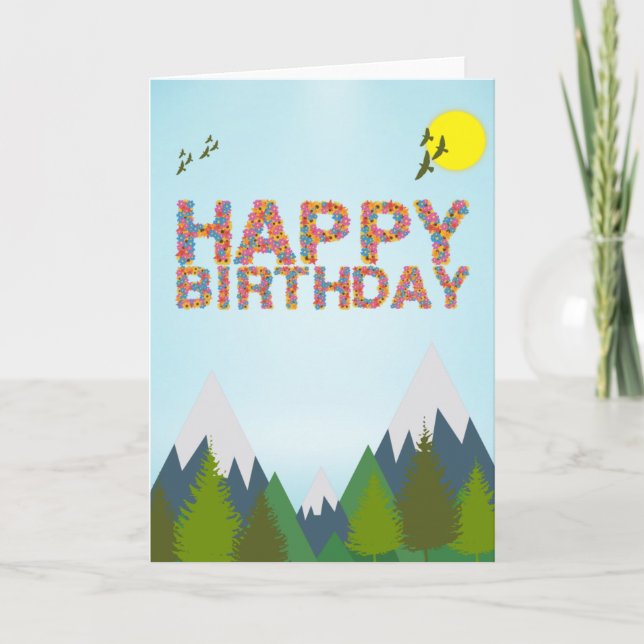 Carte Joyeux anniversaire - Montagnes (Devant)