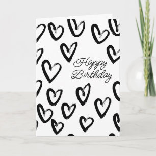 Carte Joyeux Anniversaire   Motif de cœur en coup de pin