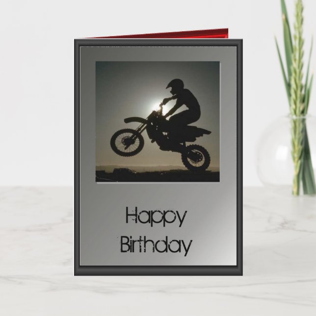Carte Joyeux anniversaire - Motocross (Devant)