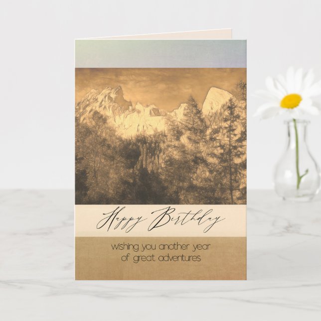 Carte Joyeux Anniversaire nature plein air thème aventur (Petite plante)