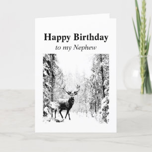Carte Joyeux anniversaire Nephew Stag Vintage, Cerf