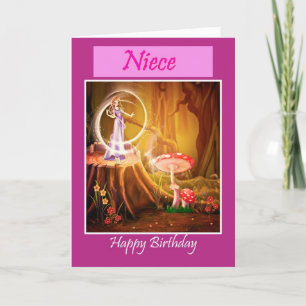Carte Joyeux anniversaire nièce avec fée Nuit anniversai