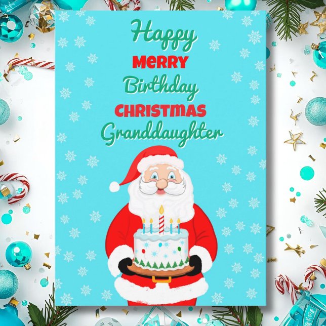 Carte Joyeux anniversaire Noël Père Noël Grandgirl (Créateur téléchargé)