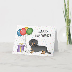 Carte Joyeux Anniversaire Noir Et Tan Long Cheveux Dachs