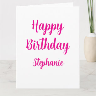Carte Joyeux Anniversaire Nom personnalisé White Hot Ros