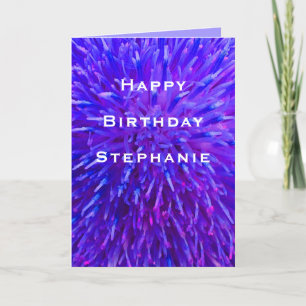 Carte Joyeux anniversaire, nom, violet salutation Abstra