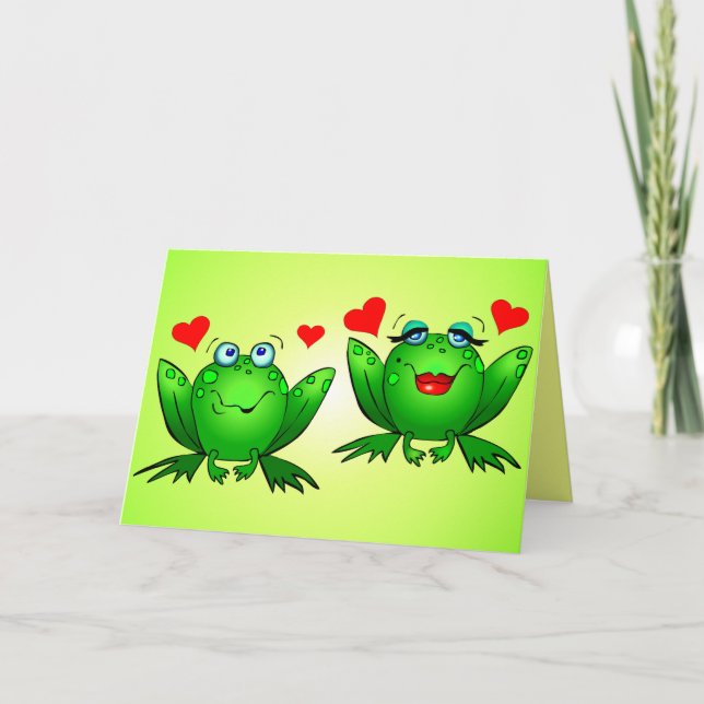 Carte Joyeux Anniversaire Noms Cœurs de grenouilles de d (Devant)