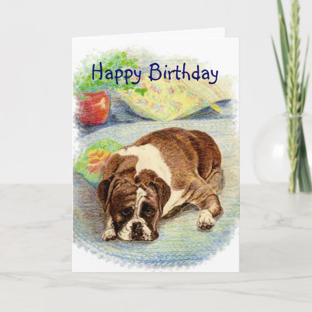 Carte Joyeux Anniversaire Obtenez Excité Humour Boxer Ch (Devant)