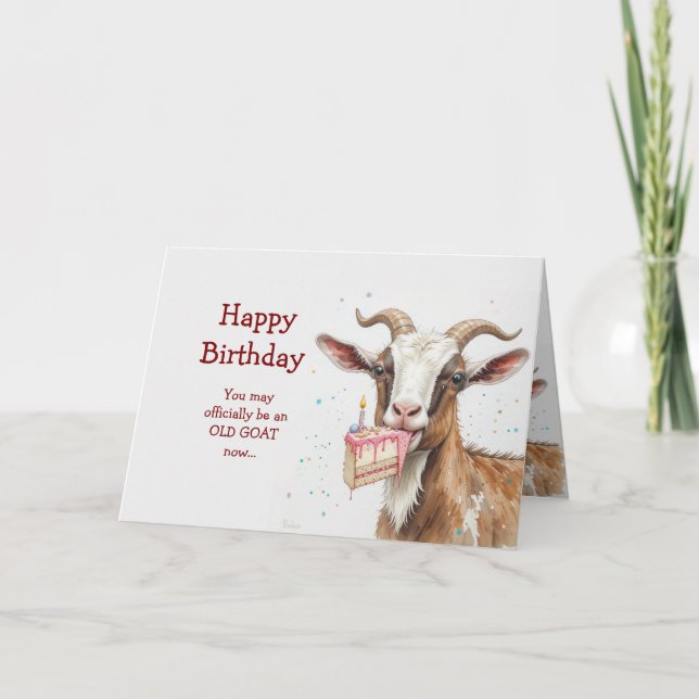 Carte Joyeux anniversaire officiellement Vieux chèvre no (Devant)