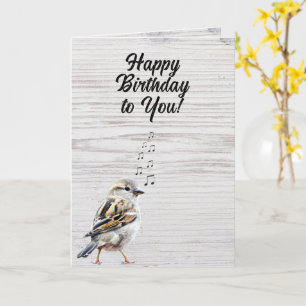 Carte Joyeux Anniversaire Oiseau Chantant Grain de Bois