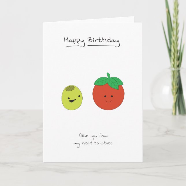 Carte Joyeux anniversaire - Olive & Tomates (Devant)