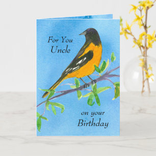 Carte Joyeux anniversaire Oncle Baltimore Oiseau Oriole