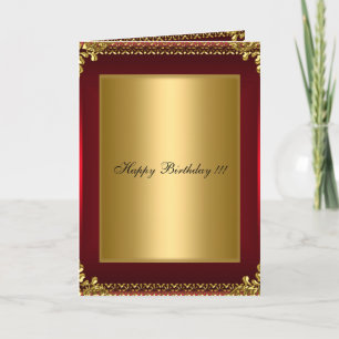 Carte Joyeux Anniversaire Or et Rouge