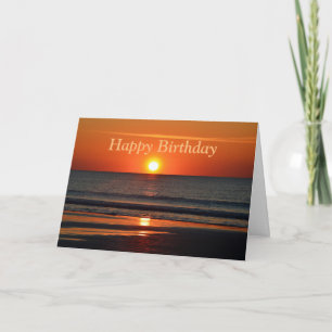 Carte Joyeux Anniversaire Orange Sunrise sur la plage