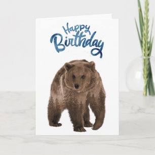 Carte Joyeux Anniversaire Ours Forêt Brune 