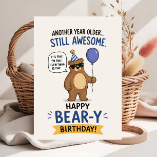 Carte Joyeux Anniversaire Ours Mignon Drôle