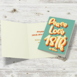 Carte Joyeux Anniversaire Paix Amour Rétro Groovy Couche