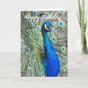 Carte Joyeux Anniversaire Paon Bleu Magnifique
