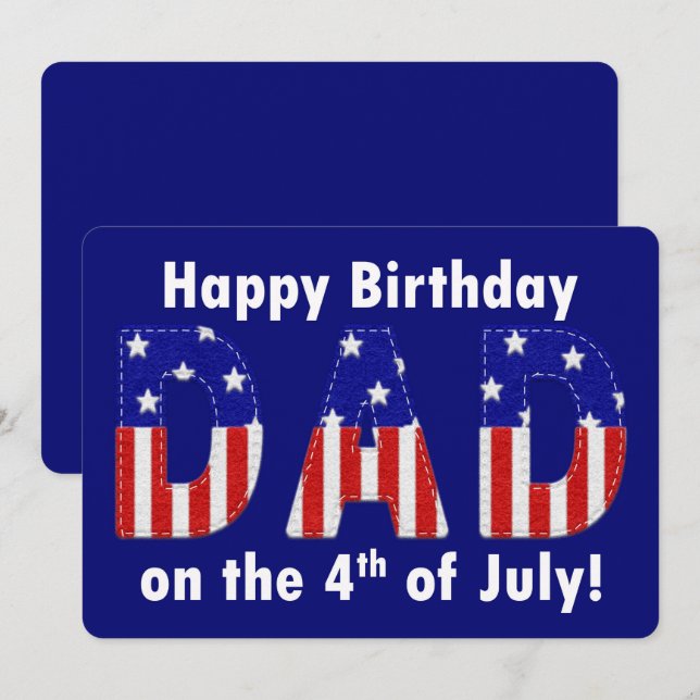 Carte Joyeux anniversaire papa a senti 4 juillet regarde (Devant / Derrière)