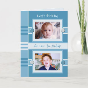 Carte Joyeux anniversaire papa bleu photo salutation