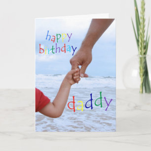 Carte Joyeux anniversaire papa-homme tenant la main de l