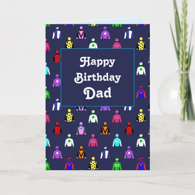 Carte Joyeux anniversaire Papa Horse Racing (Devant)