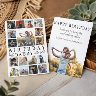 Carte Joyeux Anniversaire Papa Moderne Noir & Blanc 17 P