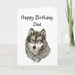 Carte Joyeux anniversaire papa, père Humour Wolf, loups