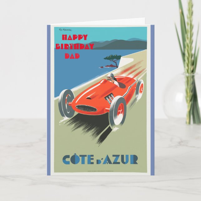 Carte Joyeux anniversaire Papa Vintage Racing Car (Devant)