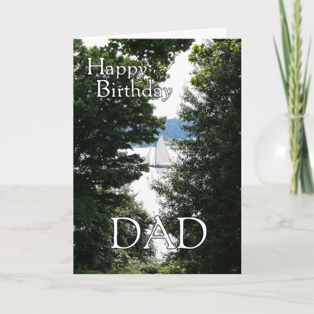 Carte Joyeux anniversaire Papa-Voilier à travers les arb (Devant)