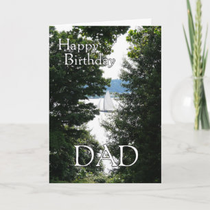 Carte Joyeux anniversaire Papa-Voilier à travers les arb