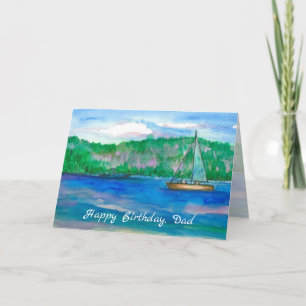 Carte Joyeux anniversaire papa voilier Mountain Lake