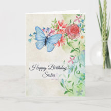 Joyeux anniversaire, papillon et fleurs