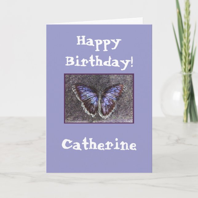Carte Joyeux Anniversaire-papillon/Nom de la Personnalis (Devant)