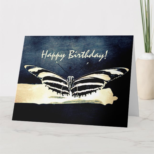 Carte Joyeux Anniversaire Papillon Personnalisé Gros Ann (Devant)