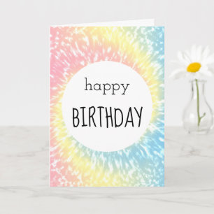 Carte Joyeux Anniversaire Pastel Tie Dye Hippie Swirl