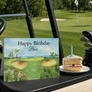 Carte Joyeux Anniversaire Patron Golf Tropical